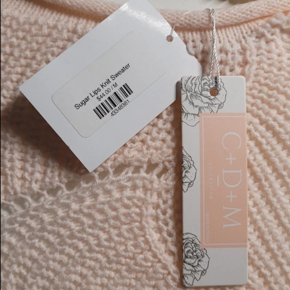 NEW C+D+M Pink Sugar Lips Knit Cardigan Sweater Size M NWT Deshire Boutique - Picture 7 of 7